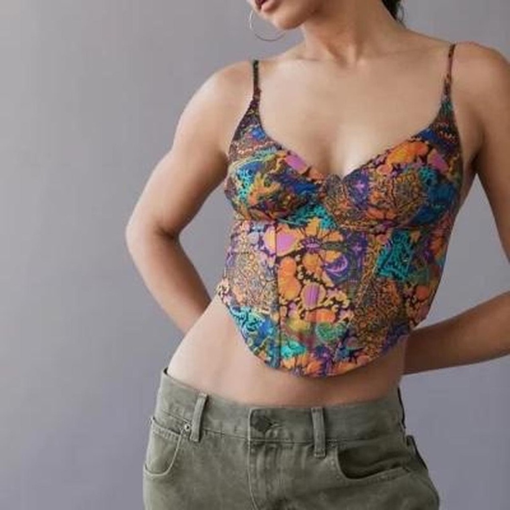 Urban outfitters floral Karissa bustier multicolor  corset top small